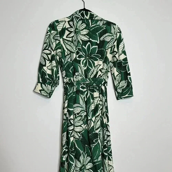 ZARA GREEN PRINTED SHIRT DRESS- XS - Picture 13 of 14